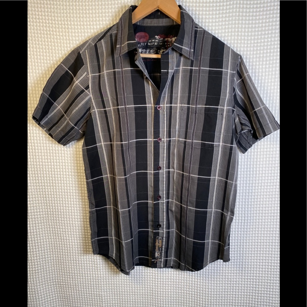 Anchor blue shirt, men,used black cotton polyester M